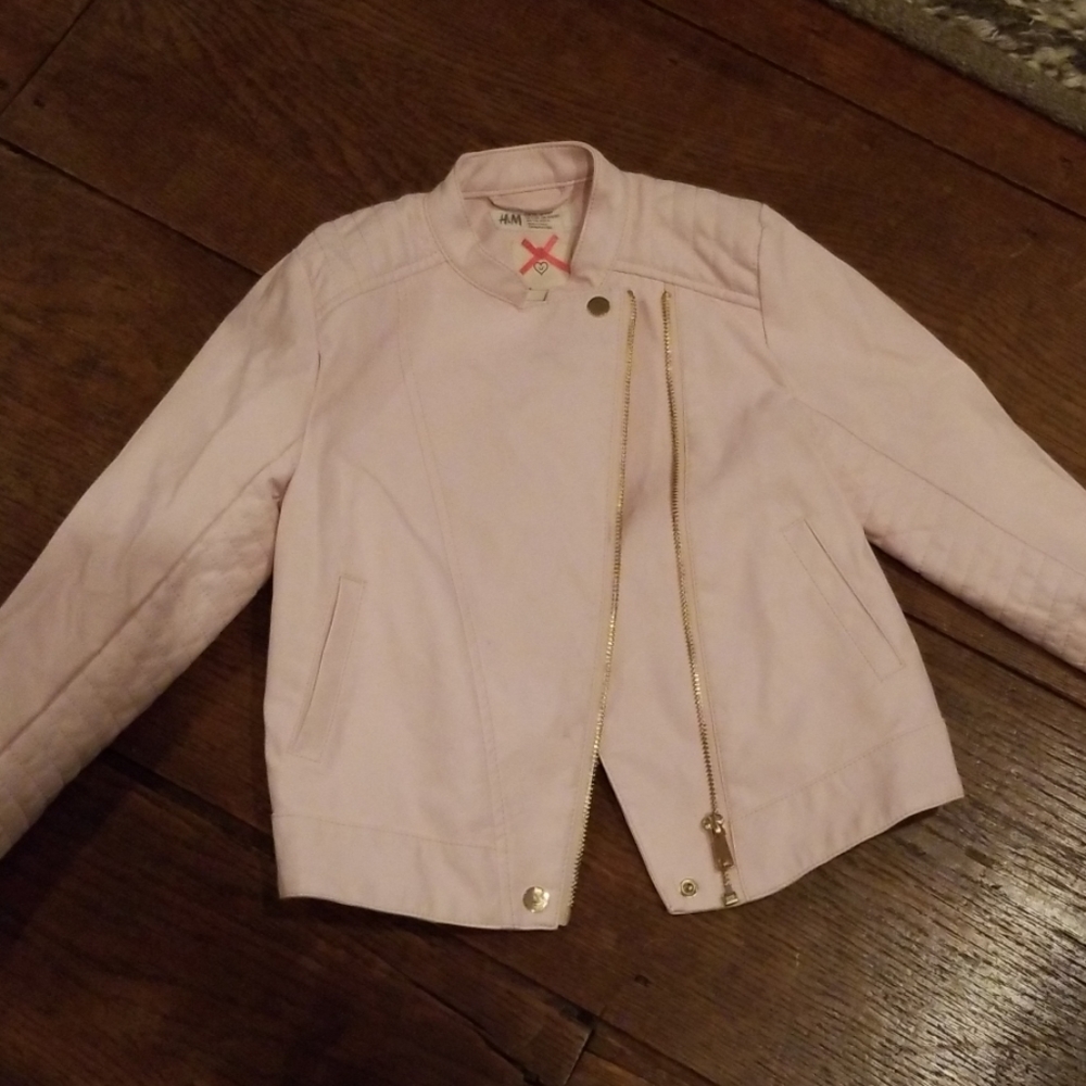Pale pink vegan leather jacket